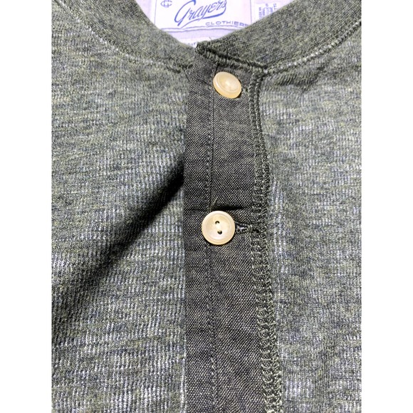 Grayers Clothiers Mens 2XL Green Long Sleeve Soft Warm Henley Shirt - Picture 3 of 6